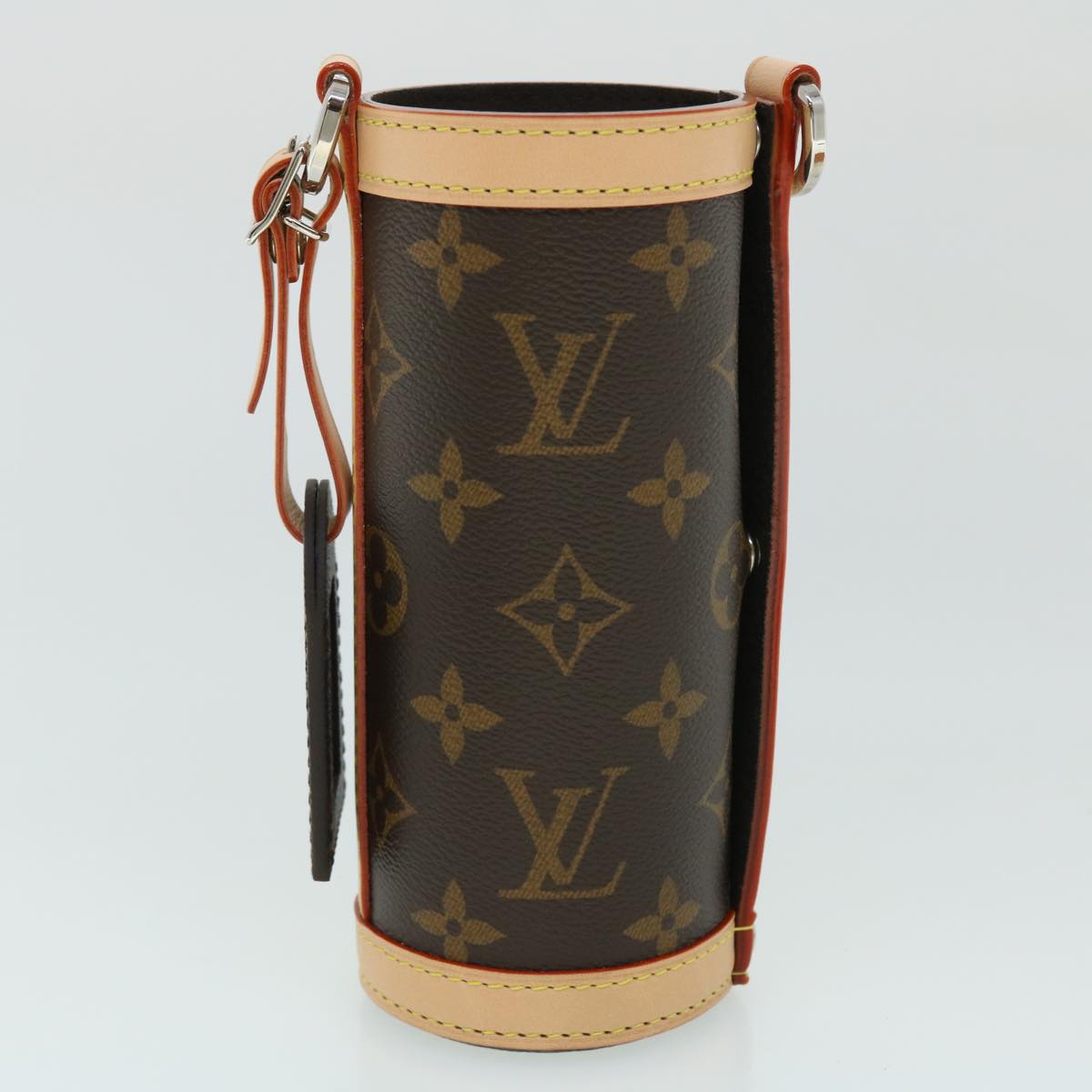 LOUIS VUITTON Monogram Flask Holder Water Bottle GI0518 LV Auth 52637A