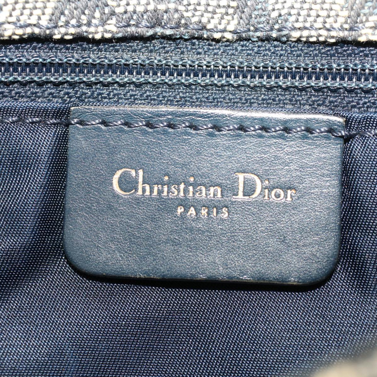 Christian Dior Trotter Canvas Maris Pearl Shoulder Bag Navy Auth 52862