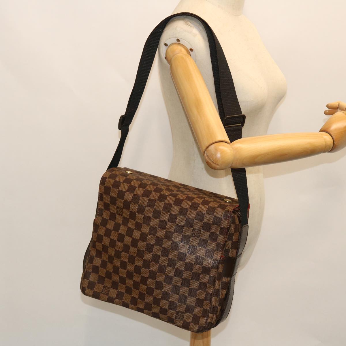 LOUIS VUITTON Damier Ebene Naviglio Shoulder Bag N45255 LV Auth 52865