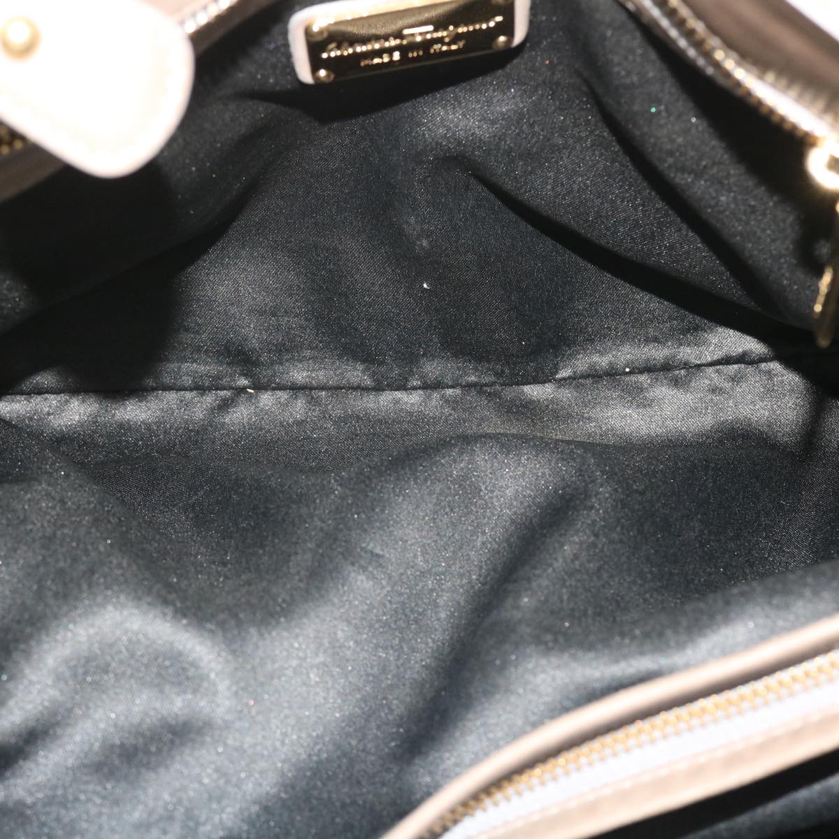 Salvatore Ferragamo Gancini Hand Bag Leather 2way Gray Auth 52932