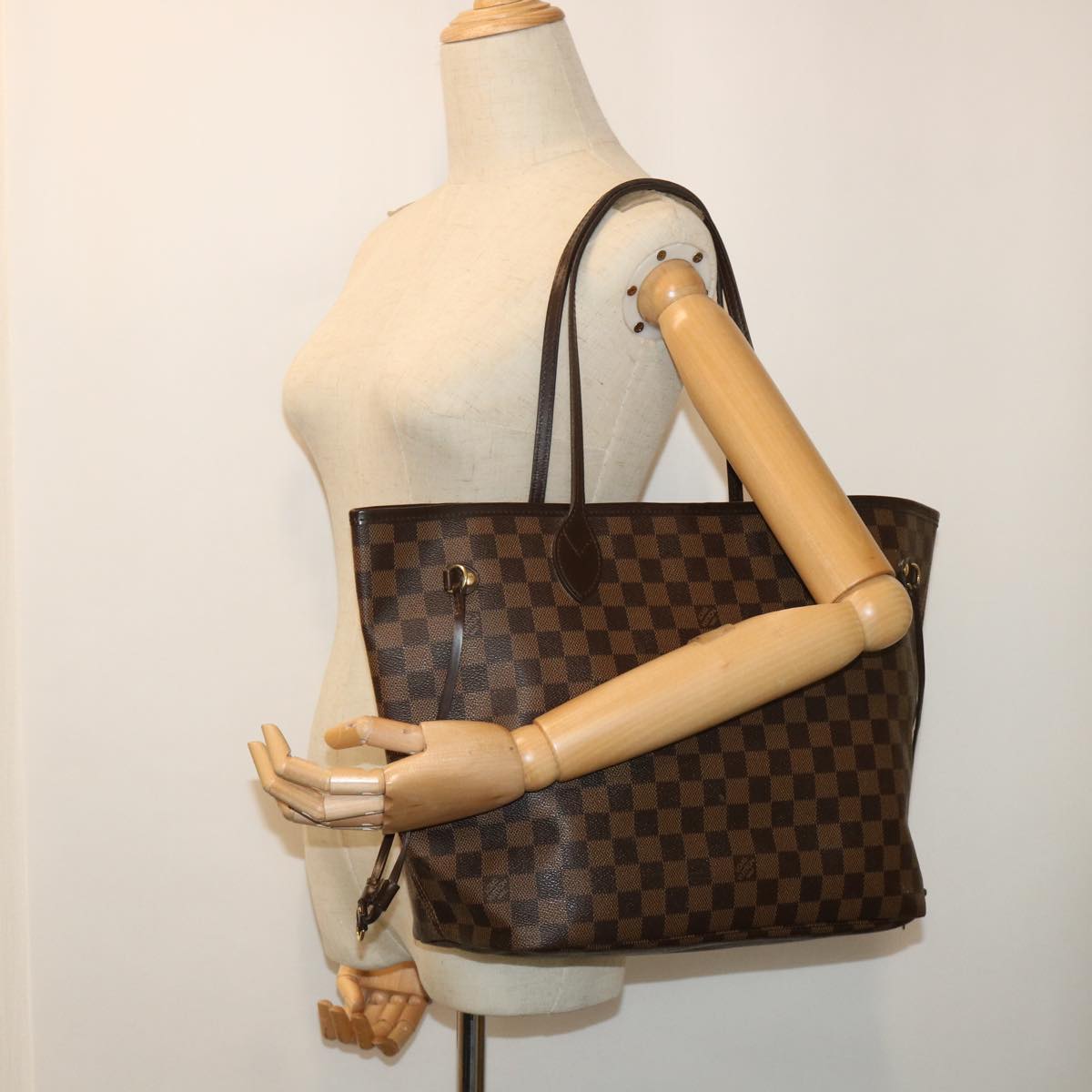 LOUIS VUITTON Damier Ebene Neverfull MM Tote Bag N51105 LV Auth 53002