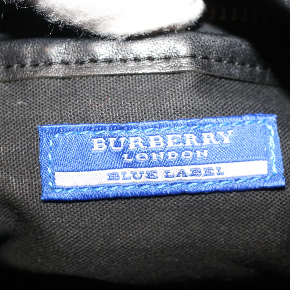 BURBERRY Nova Check Blue Label Hand Bag Wool Gray Auth 53009