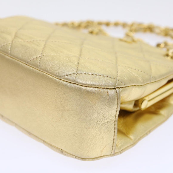 CHANEL Matelasse Chain Shoulder Bag Leather Gold CC Auth 53015AM