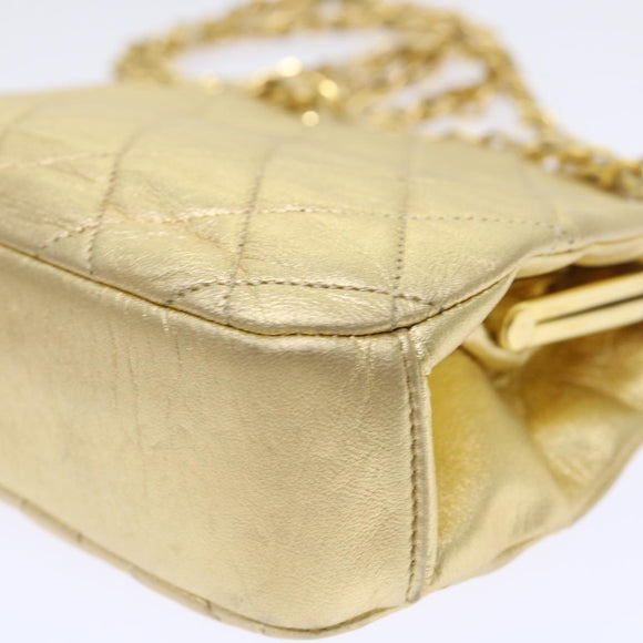 CHANEL Matelasse Chain Shoulder Bag Leather Gold CC Auth 53015AM