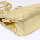 CHANEL Matelasse Chain Shoulder Bag Leather Gold CC Auth 53015AM-18