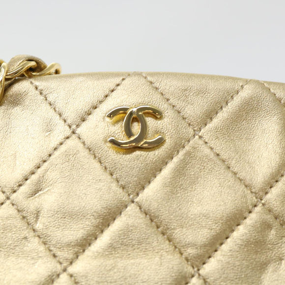 CHANEL Matelasse Chain Shoulder Bag Leather Gold CC Auth 53015AM