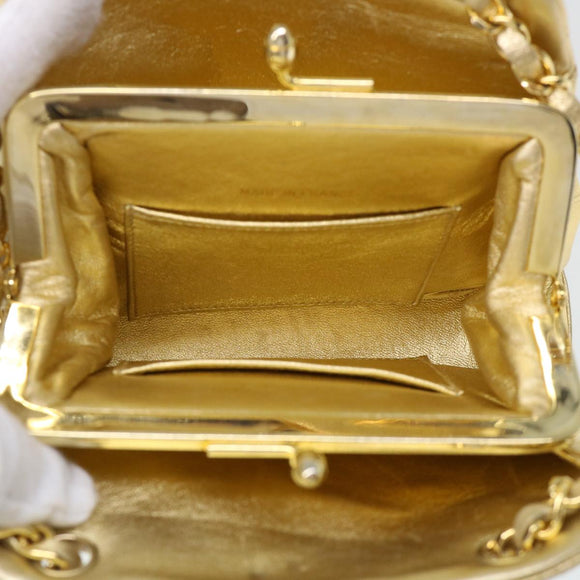 CHANEL Matelasse Chain Shoulder Bag Leather Gold CC Auth 53015AM