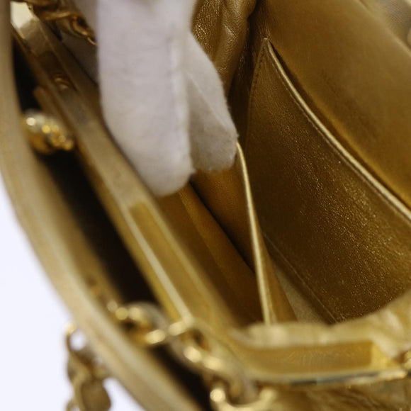 CHANEL Matelasse Chain Shoulder Bag Leather Gold CC Auth 53015AM