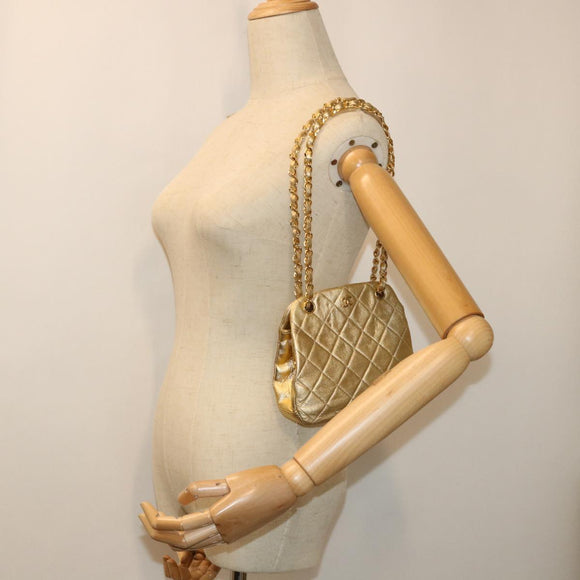 CHANEL Matelasse Chain Shoulder Bag Leather Gold CC Auth 53015SAM