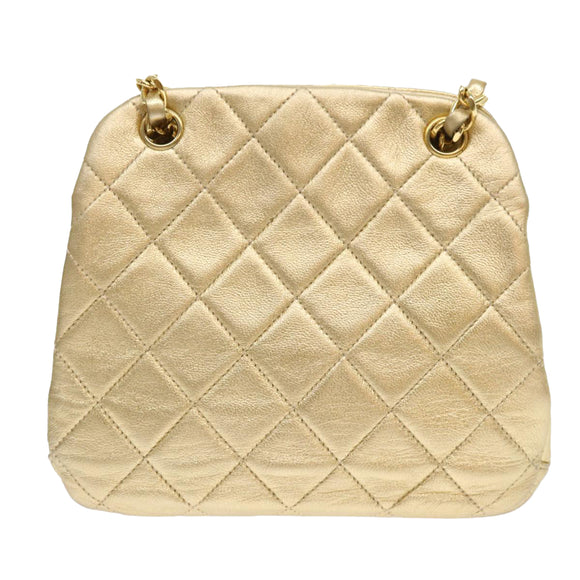 CHANEL Matelasse Chain Shoulder Bag Leather Gold CC Auth 53015SAM