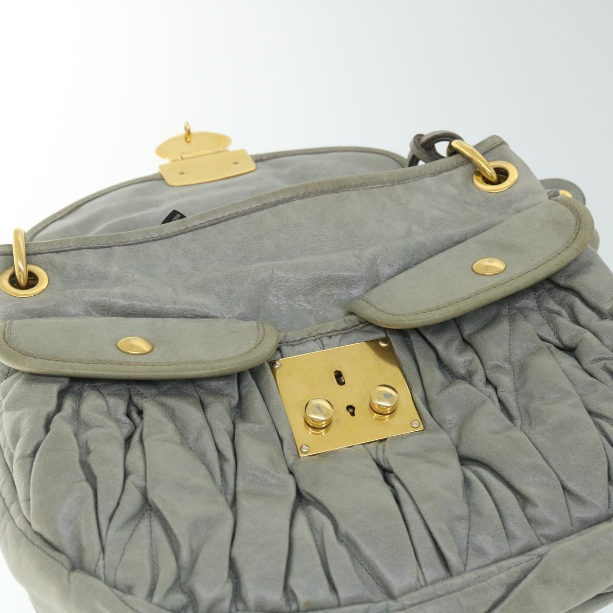 Miu Miu Materasse Hand Bag Leather 2way Gray Auth 53079