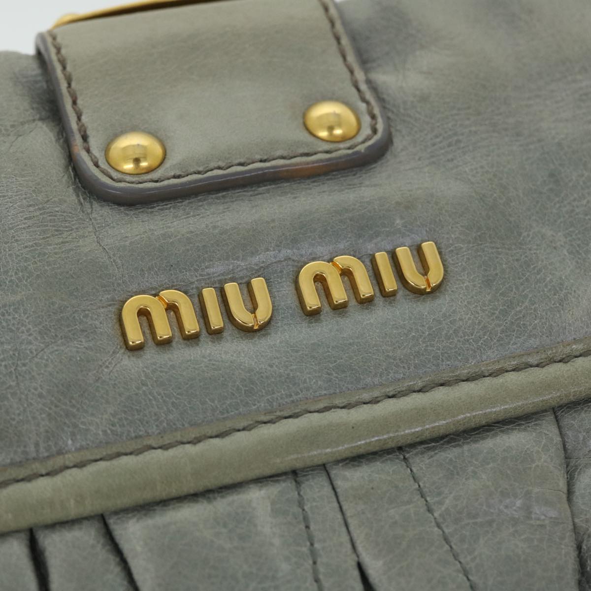 Miu Miu Materasse Hand Bag Leather 2way Gray Auth 53079