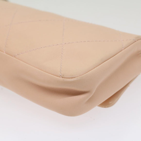 CHANEL Matelasse Chain Shoulder Bag Leather Pink CC Auth 53097V