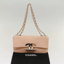 CHANEL Matelasse Chain Shoulder Bag Leather Pink CC Auth 53097V-12