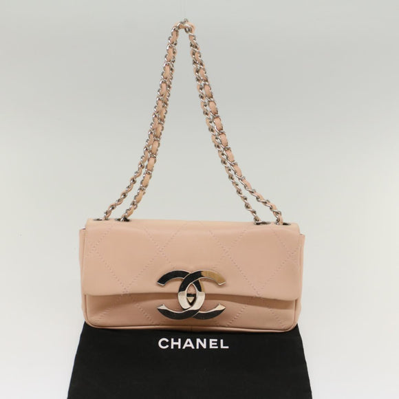 CHANEL Matelasse Chain Shoulder Bag Leather Pink CC Auth 53097V