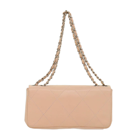CHANEL Matelasse Chain Shoulder Bag Leather Pink CC Auth 53097V
