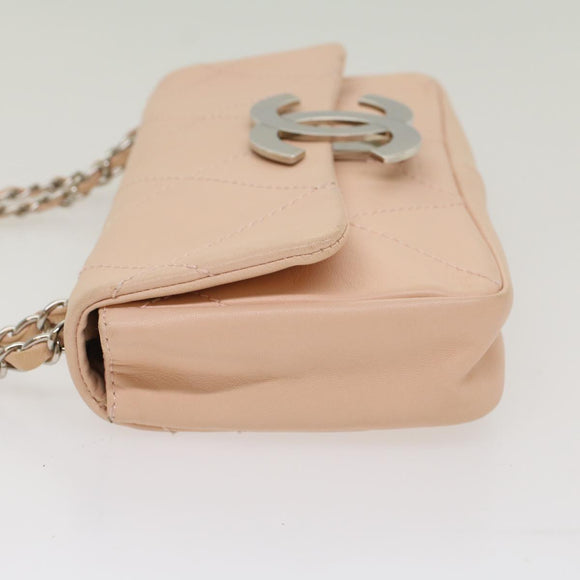 CHANEL Matelasse Chain Shoulder Bag Leather Pink CC Auth 53097V