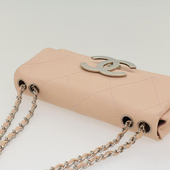 CHANEL Matelasse Chain Shoulder Bag Leather Pink CC Auth 53097V