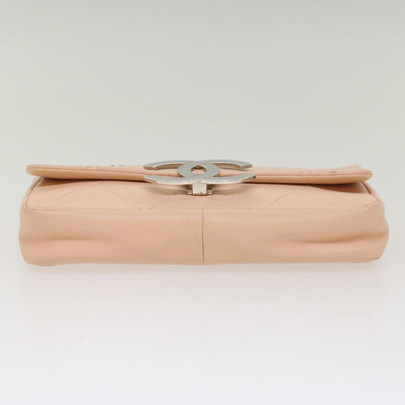 CHANEL Matelasse Chain Shoulder Bag Leather Pink CC Auth 53097V