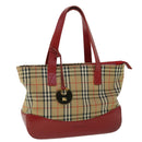 Burberrys Nova Check Hand Bag Canvas Beige Red Auth 53246-1