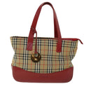 Burberrys Nova Check Hand Bag Canvas Beige Red Auth 53246-13