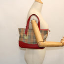 Burberrys Nova Check Hand Bag Canvas Beige Red Auth 53246-23