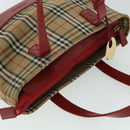 Burberrys Nova Check Hand Bag Canvas Beige Red Auth 53246-6