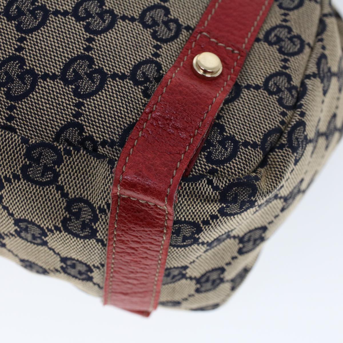 GUCCI GG Canvas Shoulder Bag Beige Navy Red Auth 53264