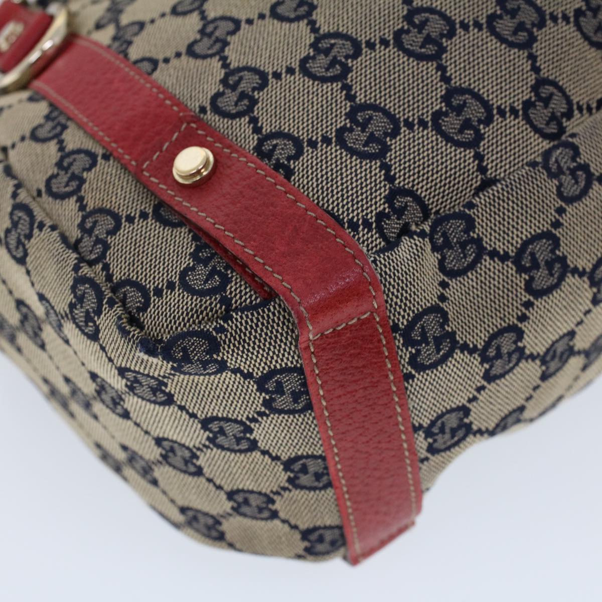 GUCCI GG Canvas Shoulder Bag Beige Navy Red Auth 53264