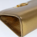 Salvatore Ferragamo Gancini Chain Shoulder Bag Leather Gold Auth 53278-15