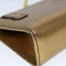 Salvatore Ferragamo Gancini Chain Shoulder Bag Leather Gold Auth 53278-17