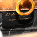 Salvatore Ferragamo Gancini Chain Shoulder Bag Leather Gold Auth 53278-11