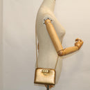 Salvatore Ferragamo Gancini Chain Shoulder Bag Leather Gold Auth 53278-20