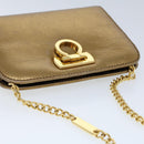 Salvatore Ferragamo Gancini Chain Shoulder Bag Leather Gold Auth 53278-6