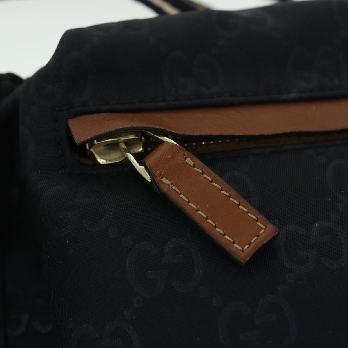 GUCCI GG Canvas Sherry Line Waist bag Navy White 28566 Auth 53375
