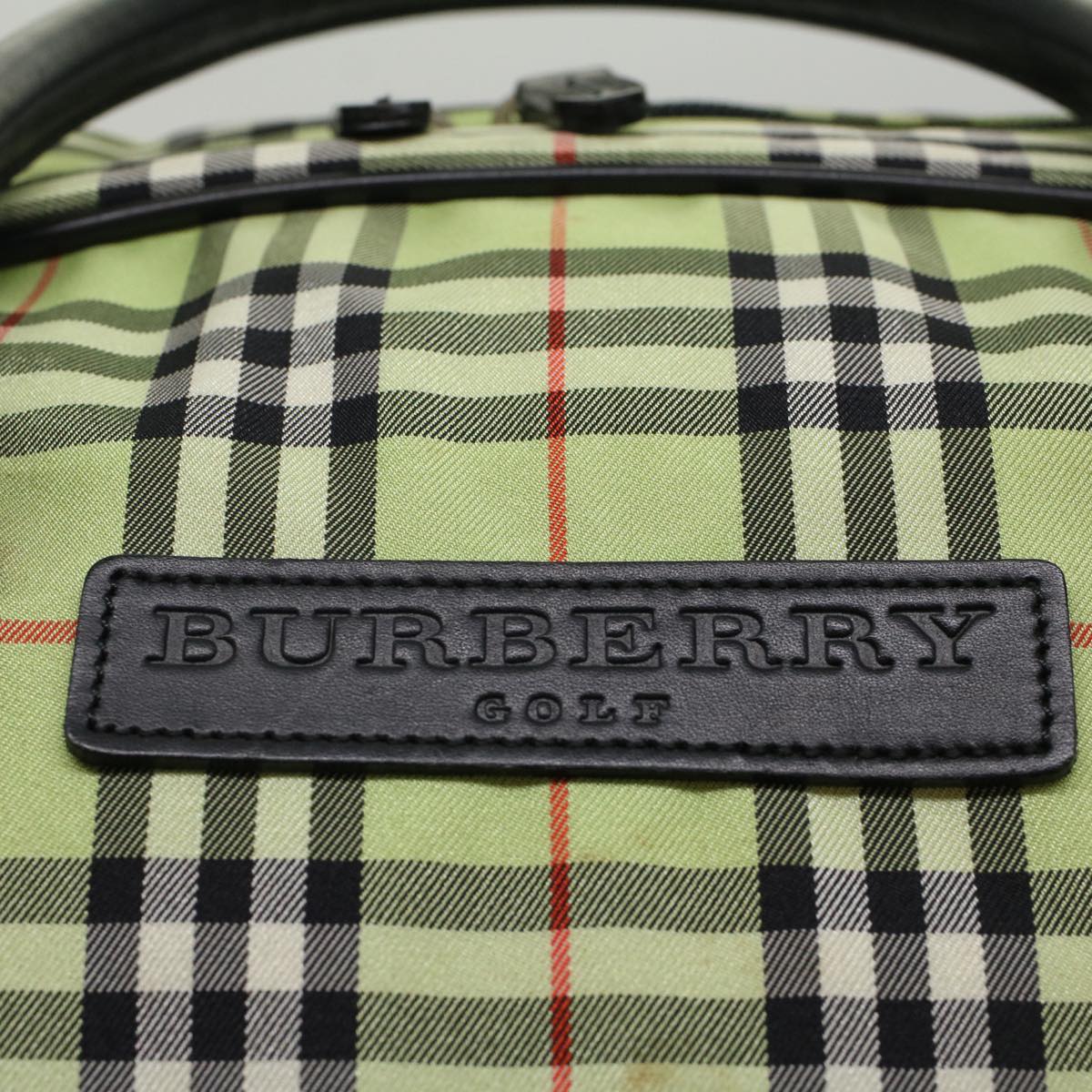 BURBERRY Nova Check Boston Bag Nylon 2way Green Black Auth 53378