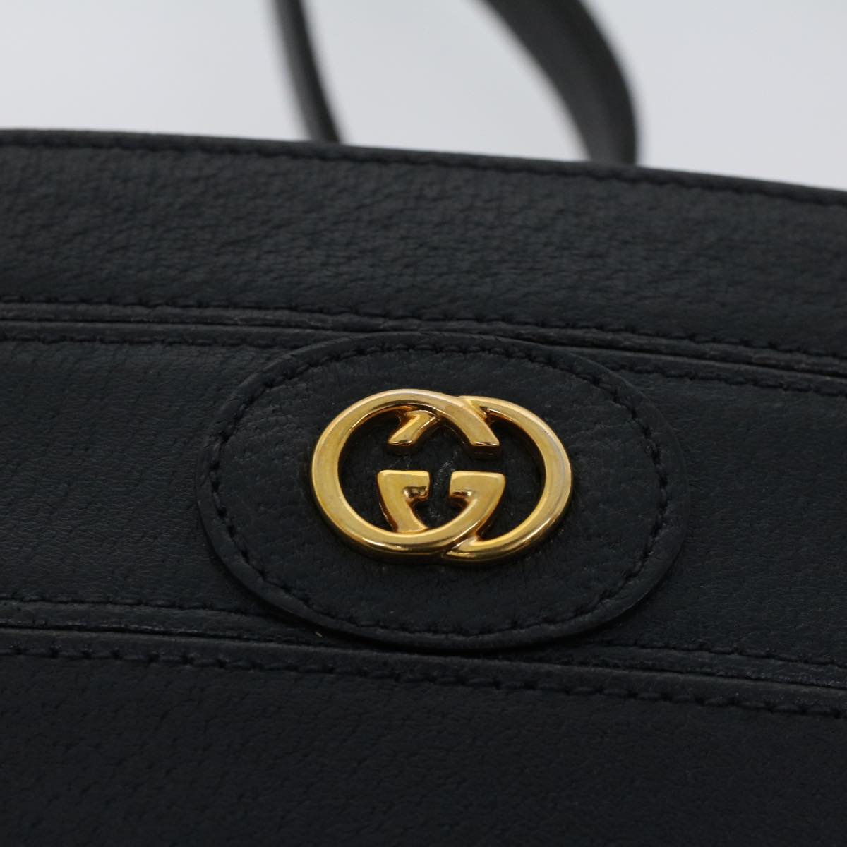 GUCCI GG Canvas Shoulder Bag PVC Leather Navy Auth 53390