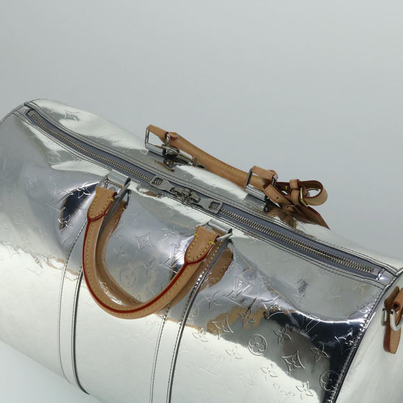 LOUIS VUITTON Mirror Keepall Bandouliere 50 Bag Silver M45886 LV Auth 53414S