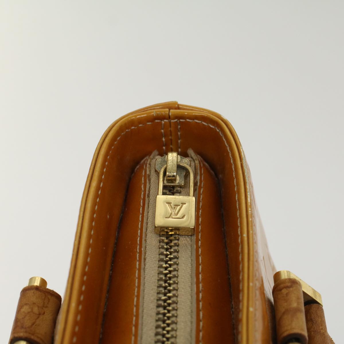 LOUIS VUITTON Monogram Vernis Houston Hand Bag Beige M91004 LV Auth 53569