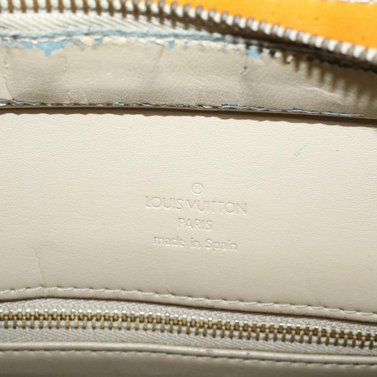LOUIS VUITTON Monogram Vernis Houston Hand Bag Beige M91004 LV Auth 53569