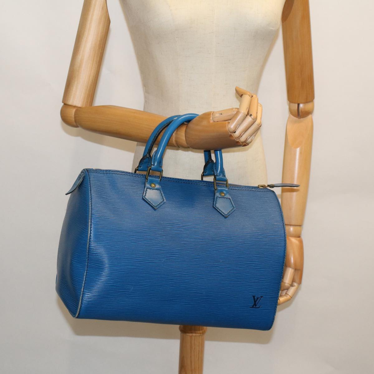 LOUIS VUITTON Epi Speedy 30 Hand Bag Toledo Blue M43005 LV Auth 53589