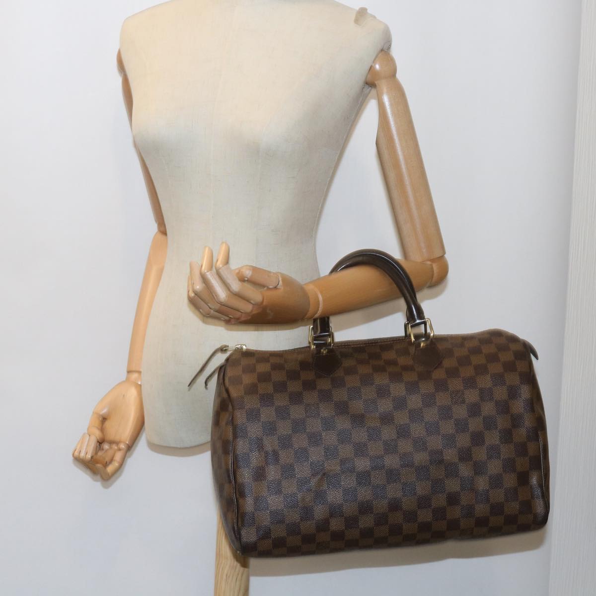 LOUIS VUITTON Damier Ebene Speedy 35 Hand Bag N41363 LV Auth 53620