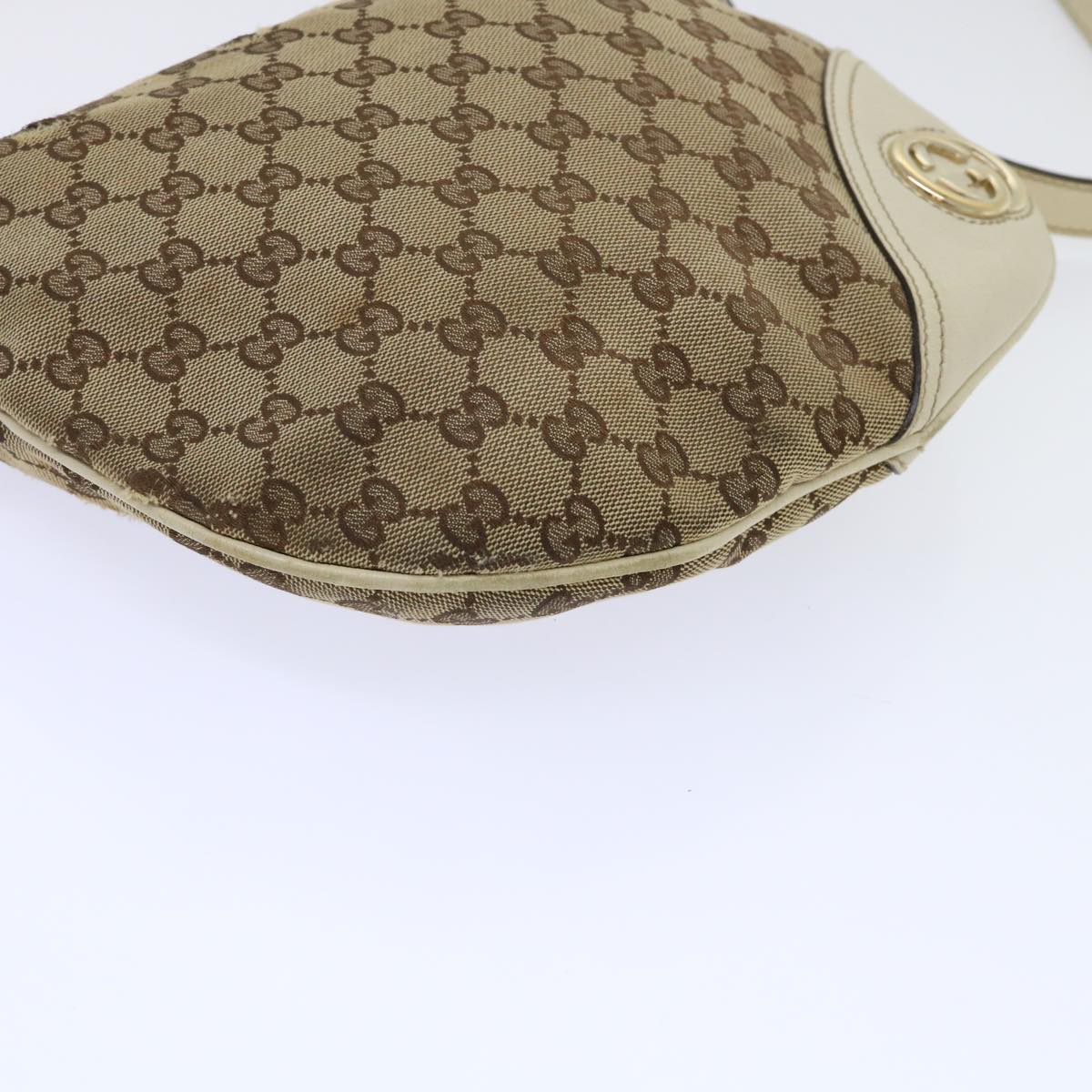 GUCCI GG Canvas Shoulder Bag Beige White Auth 53663