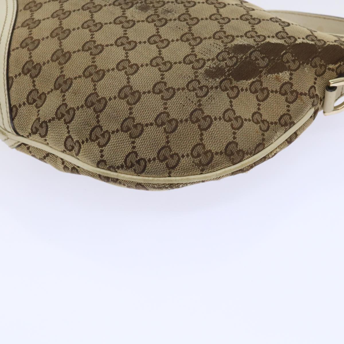 GUCCI GG Canvas Shoulder Bag Beige White Auth 53663