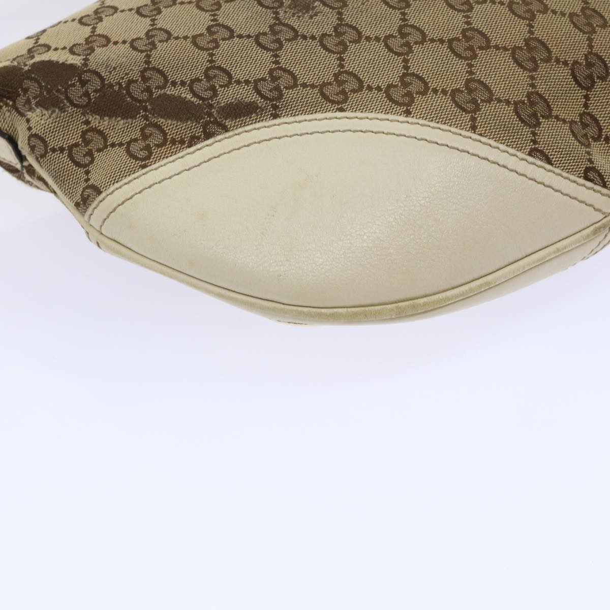 GUCCI GG Canvas Shoulder Bag Beige White Auth 53663