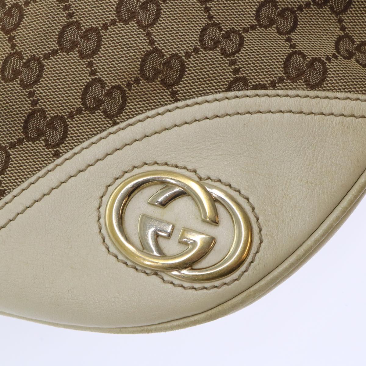 GUCCI GG Canvas Shoulder Bag Beige White Auth 53663