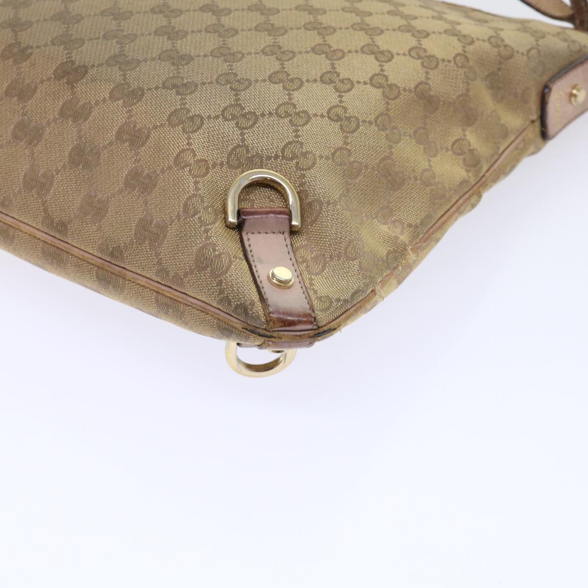 GUCCI GG Canvas Shoulder Bag Gold Auth 53664