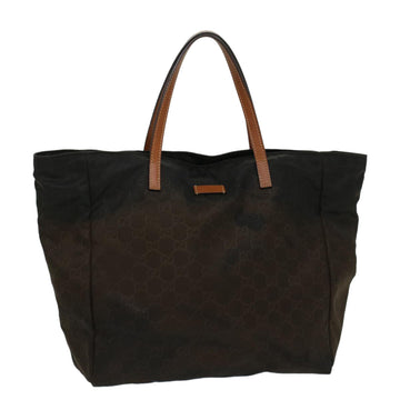GUCCI GG Canvas Tote Bag Nylon Brown Auth 53670