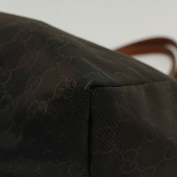 GUCCI GG Canvas Tote Bag Nylon Brown Auth 53670