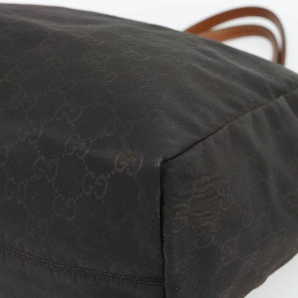 GUCCI GG Canvas Tote Bag Nylon Brown Auth 53670